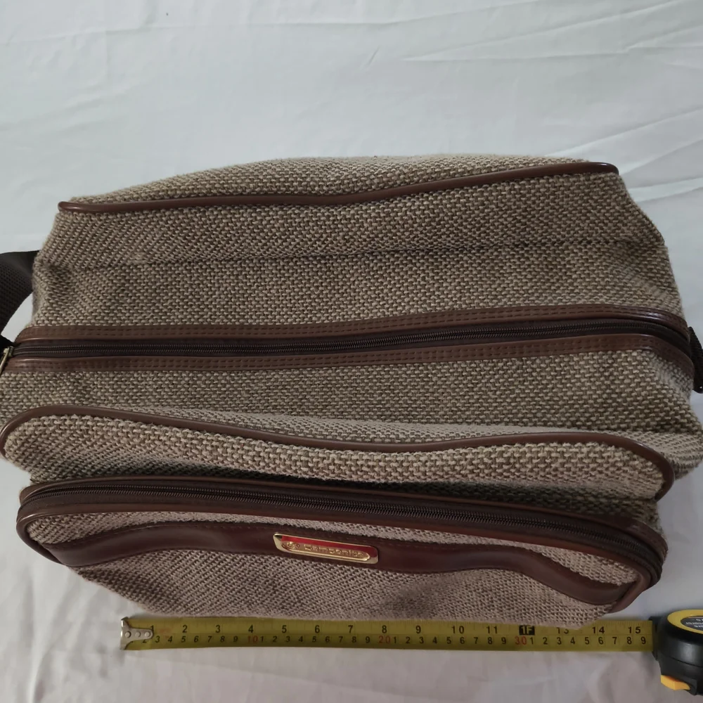 VTG Samsonite 2100 Tweed Brown Woven Travel Bag Luggage Tote Vacation Carry On
